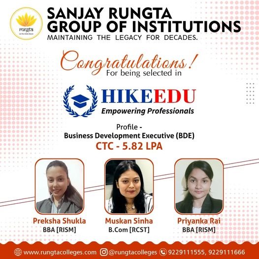 Placement |Sanjay Rungta Group of Institutions, Bhilai